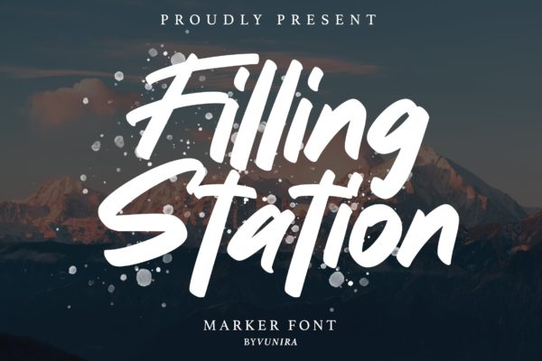 标志设计英文手写字体素材 Filling station | Marker Font