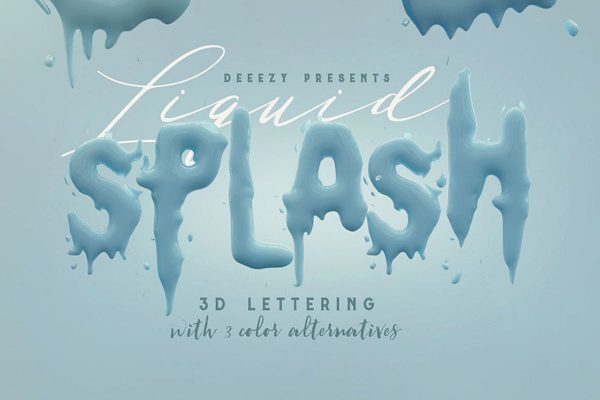 油漆飞溅效果3D立体英文字体PNG素材 Liquid Splash – 3D Lettering
