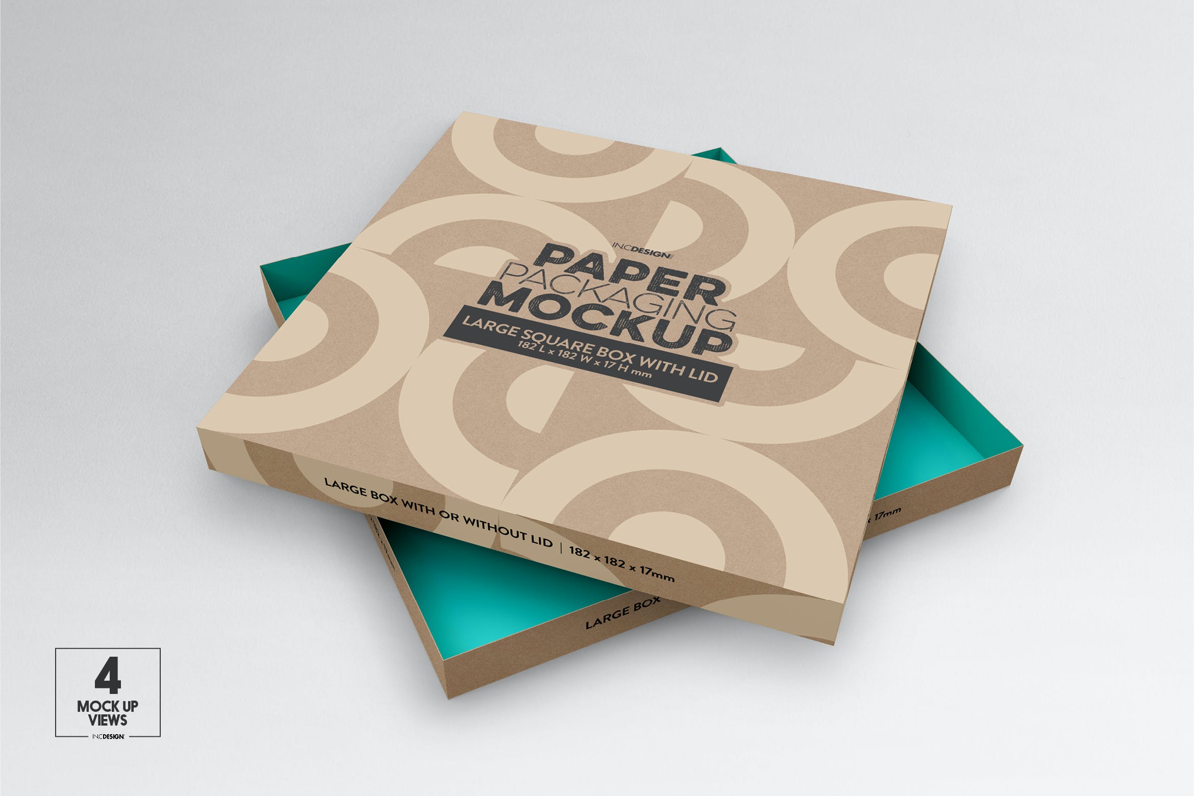 纸盒外观包装设计图样机模板 Large Square Paper Box&Lid Mockup设计素材模板