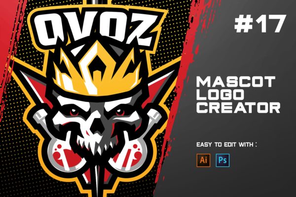 游戏形象邪恶人物竞技Logo模板 OVOZ – E-Sports Logo Creator