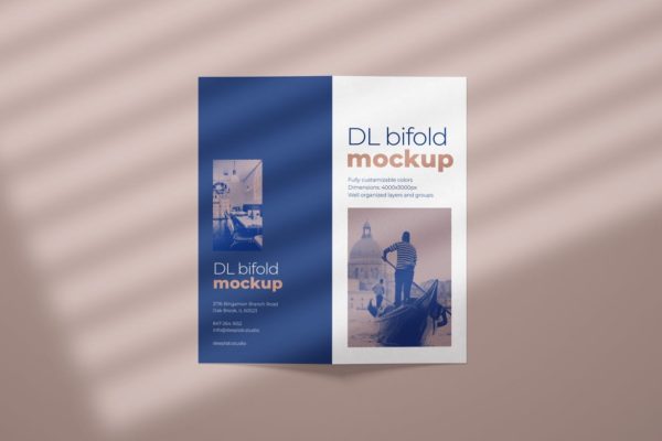 小册子双折页设计样机模板v7 DL Bifold Brochure Mockup