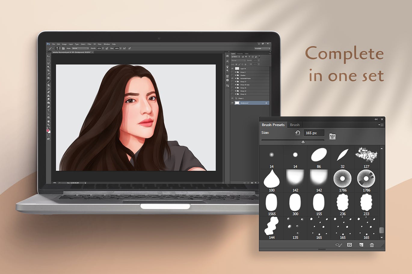 人物3D肖像画Adobe Photoshop画笔 Paintin Brushes for Adobe Photoshop设计素材模板