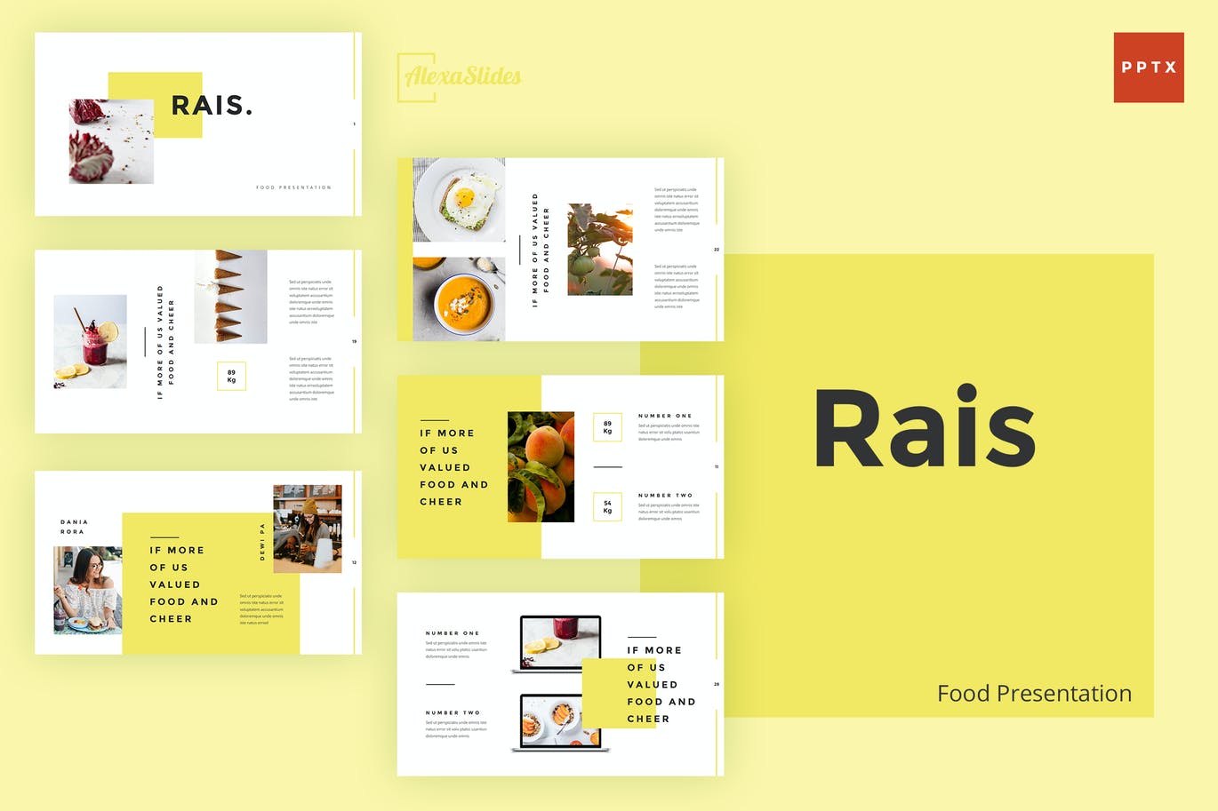 佳肴美食PowerPoint演示文稿模板 Rais – Food Powerpoint Template设计素材模板