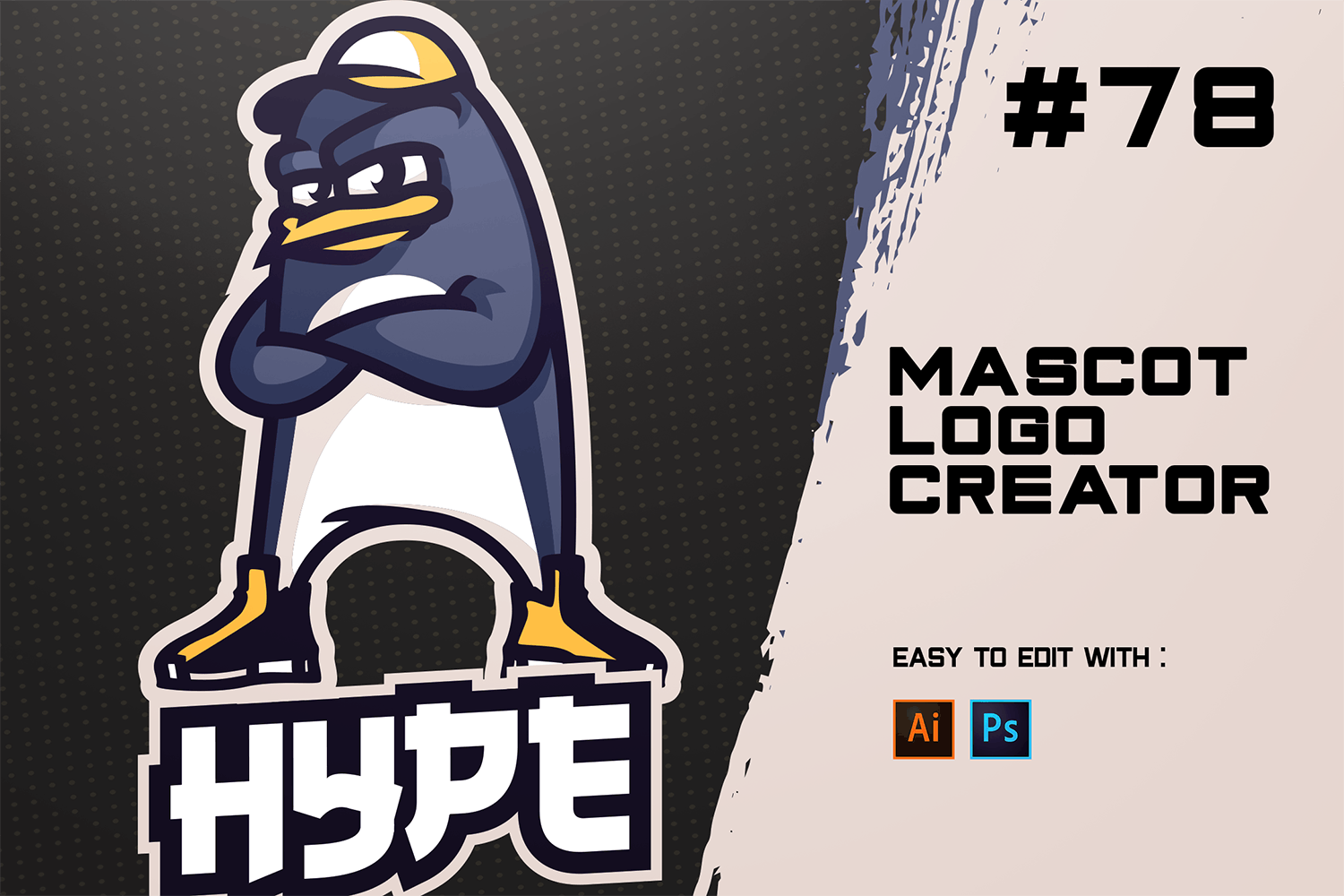 卡通形象企鹅电子竞技Logo模板 HYPE – E-Sports Logo Creator设计素材模板