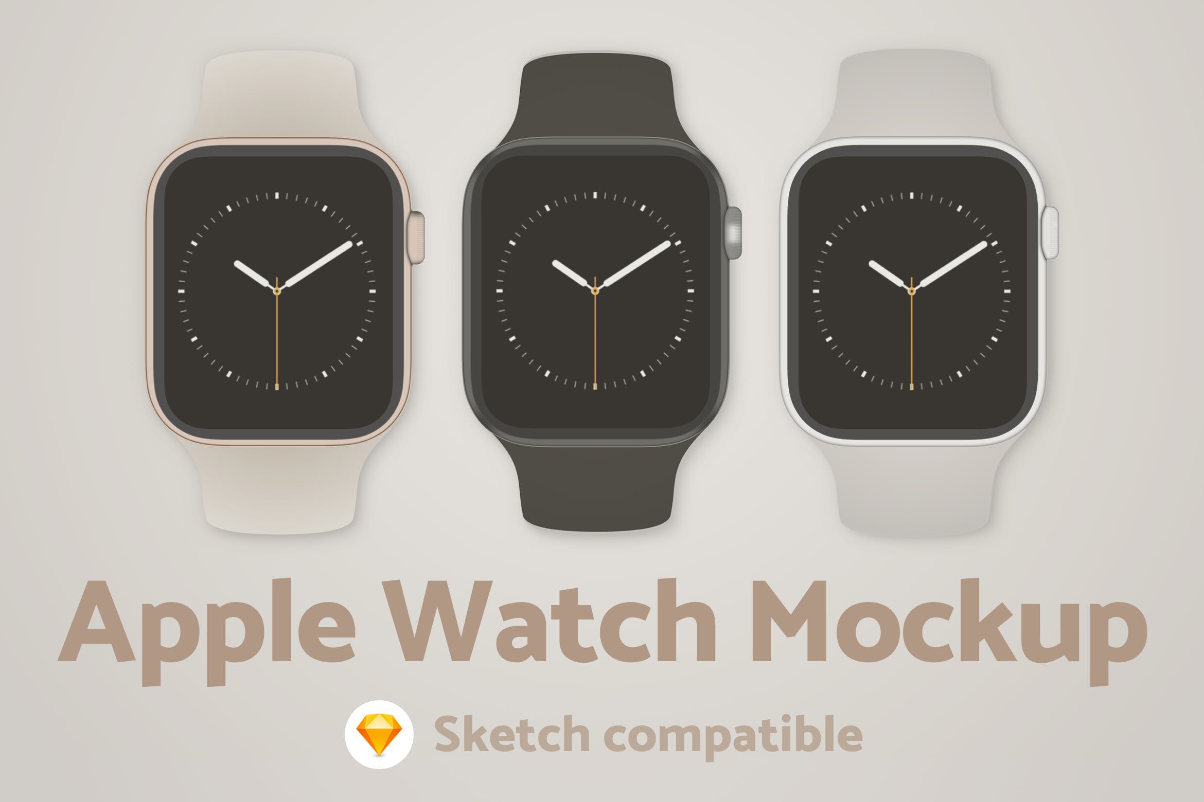 苹果手表正面效果图样机 Apple Watch Sketch Mockup设计素材模板