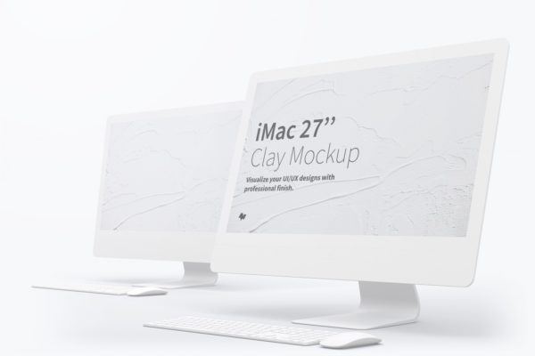 一体机电脑屏幕样机模板v03 Clay iMac 27” Mockup 03