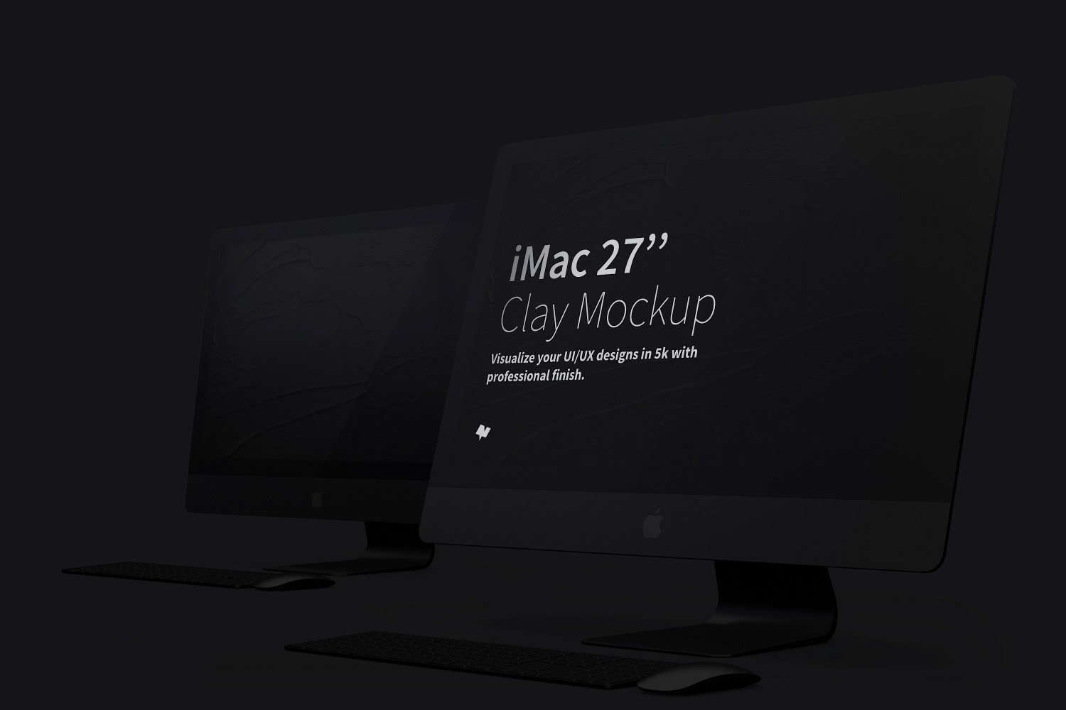 一体机电脑屏幕样机模板v03 Clay iMac 27” Mockup 03设计素材模板