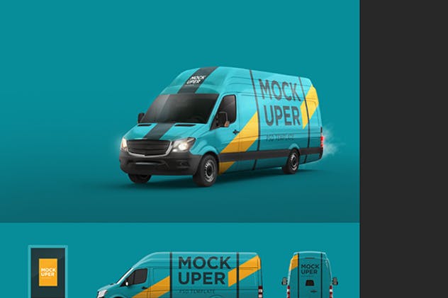 汽车＆小货车车身广告设计样机模板 Van & Car Mock-Ups (2 PSD)设计素材模板