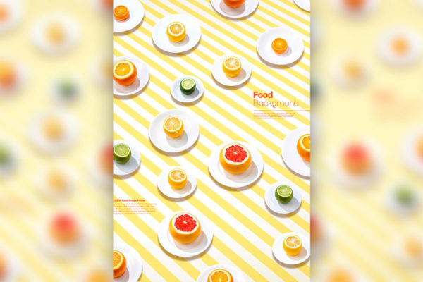 柑橘水果背景海报设计psd素材