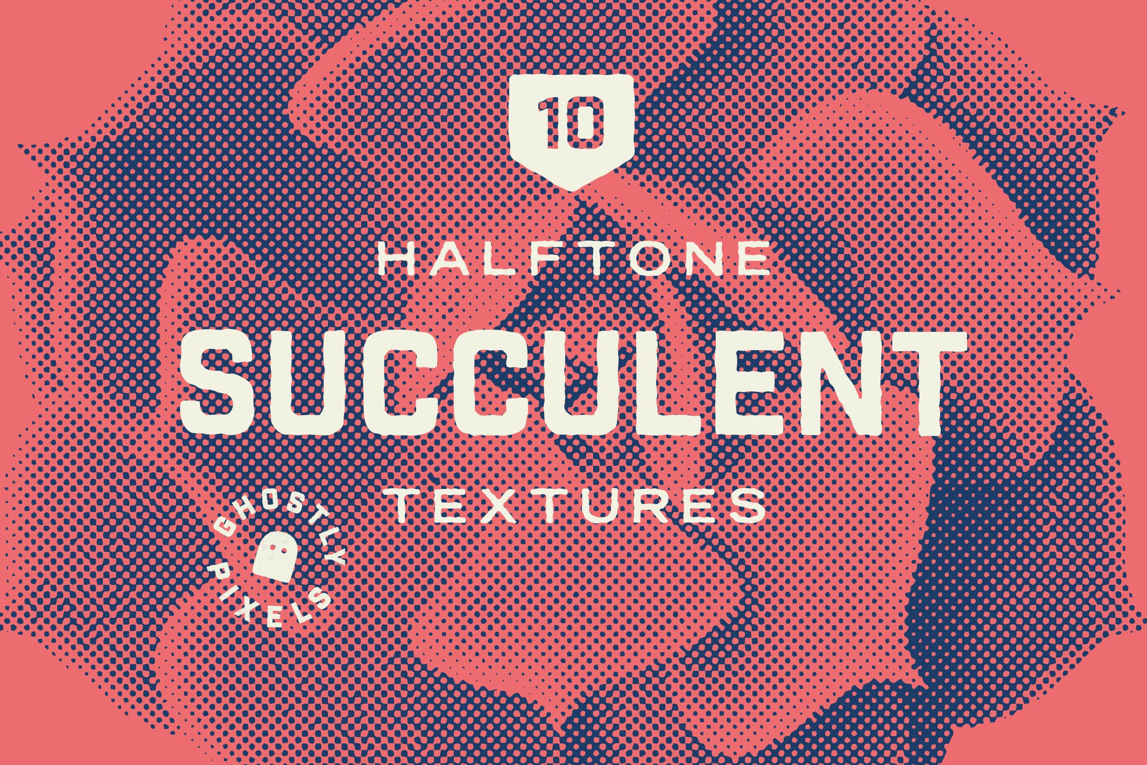 多肉植物元素半色调矢量纹理素材 Halftone Vector Succulents设计素材模板