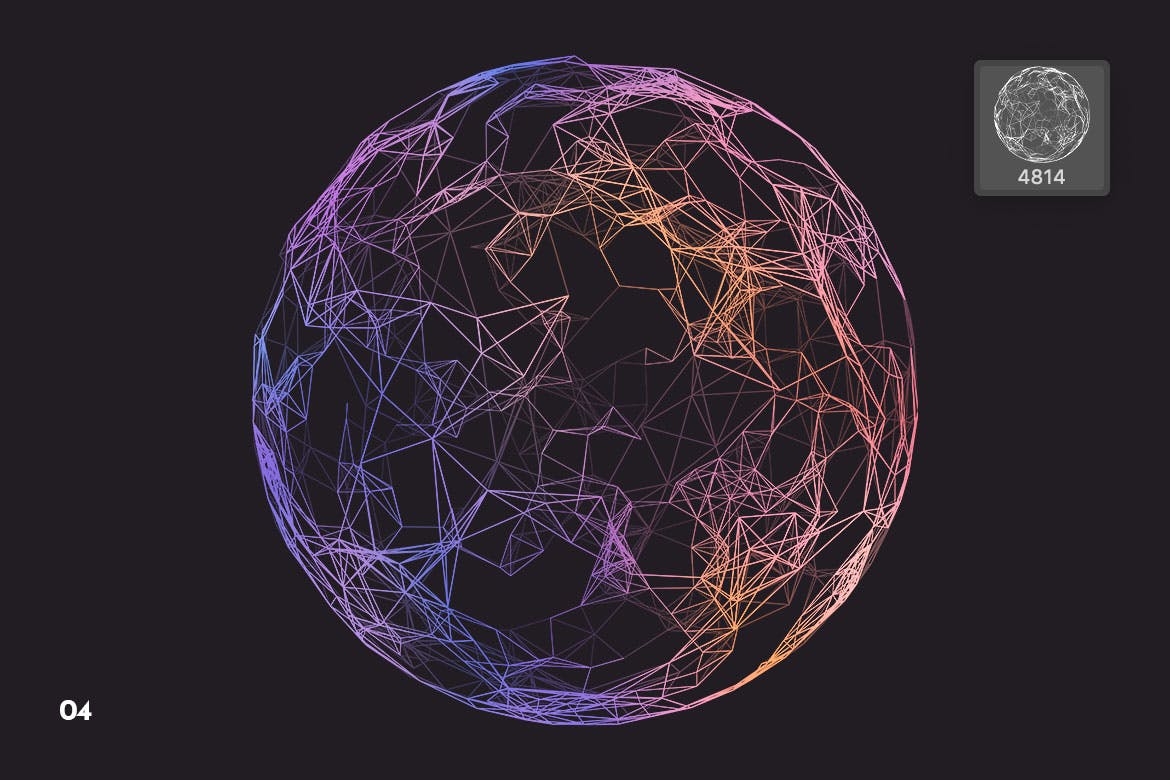 多边形网格 Photoshop笔刷 Round Polygon Mesh Photoshop Brushes设计素材模板