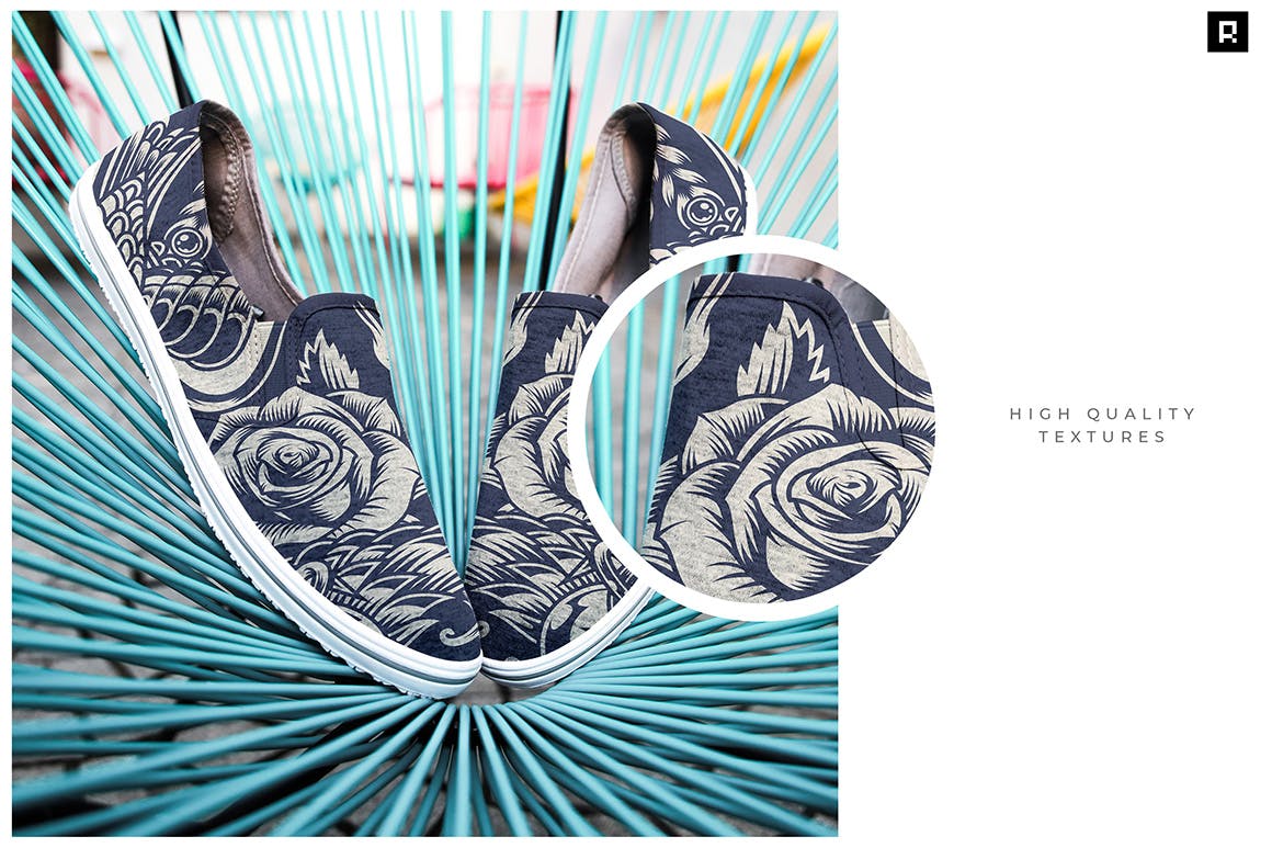 帆布鞋设计图案效果图展示样机模板 Urban Canvas Shoes Mockups设计素材模板
