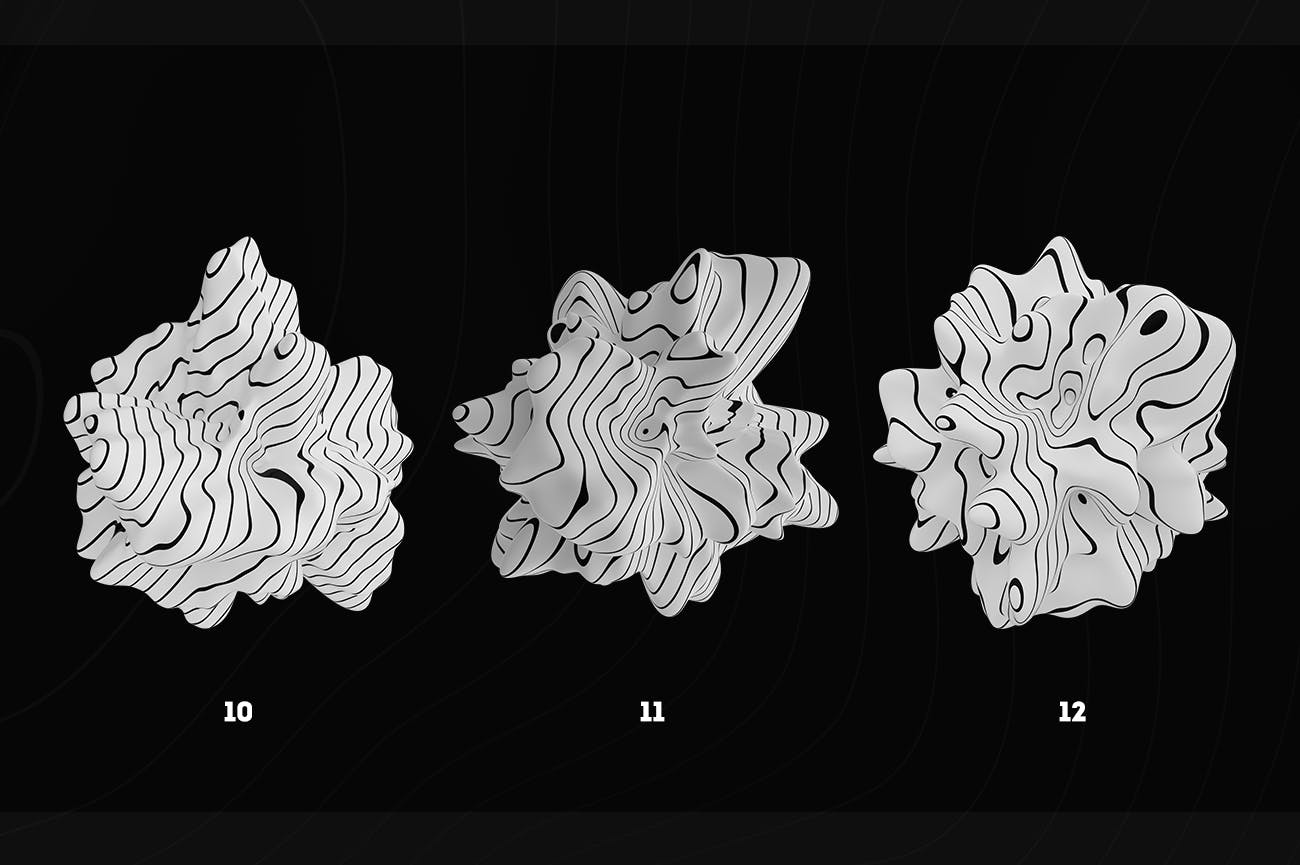 3D渲染抽象-黑白Abstract 3D Rendering of Organic Shapes – B/W设计素材模板