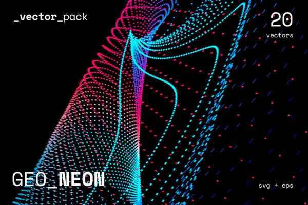 几何图形数据霓虹灯风格矢量背景图素材 GEO_NEON Vector Pack
