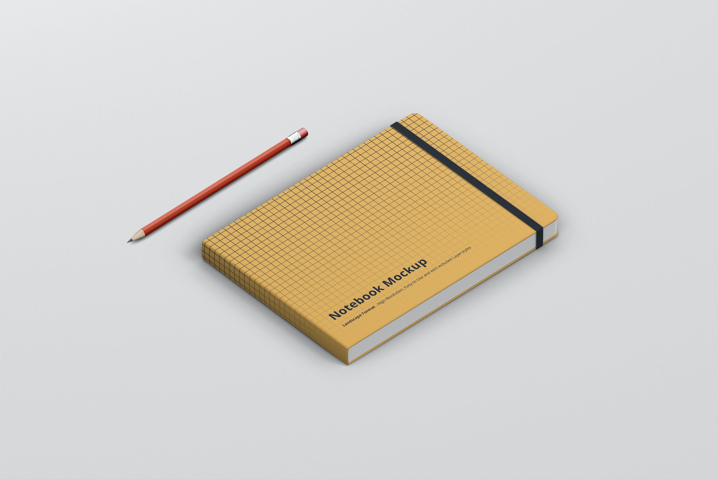 记事本&笔记本横向格式设计样机模板 Notebook Mockup Landscape Format设计素材模板