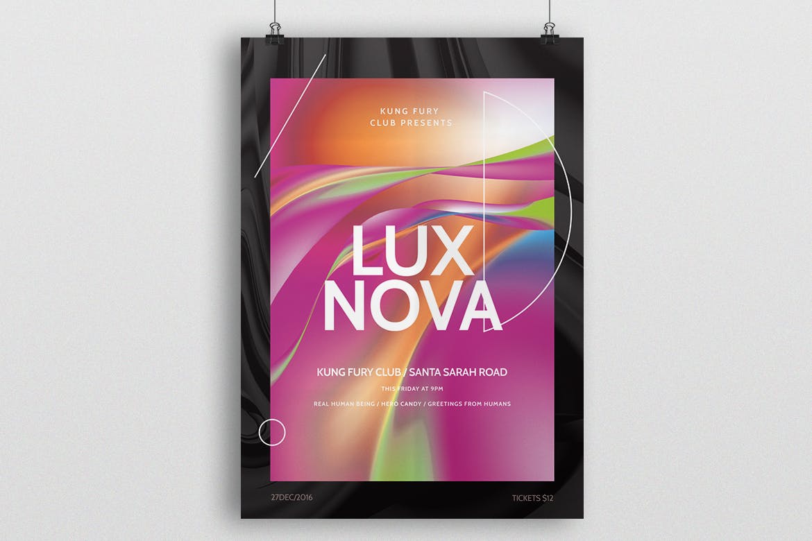 全息几何渐变效果海报/传单设计模板 Lux Nova Poster / Flyer设计素材模板