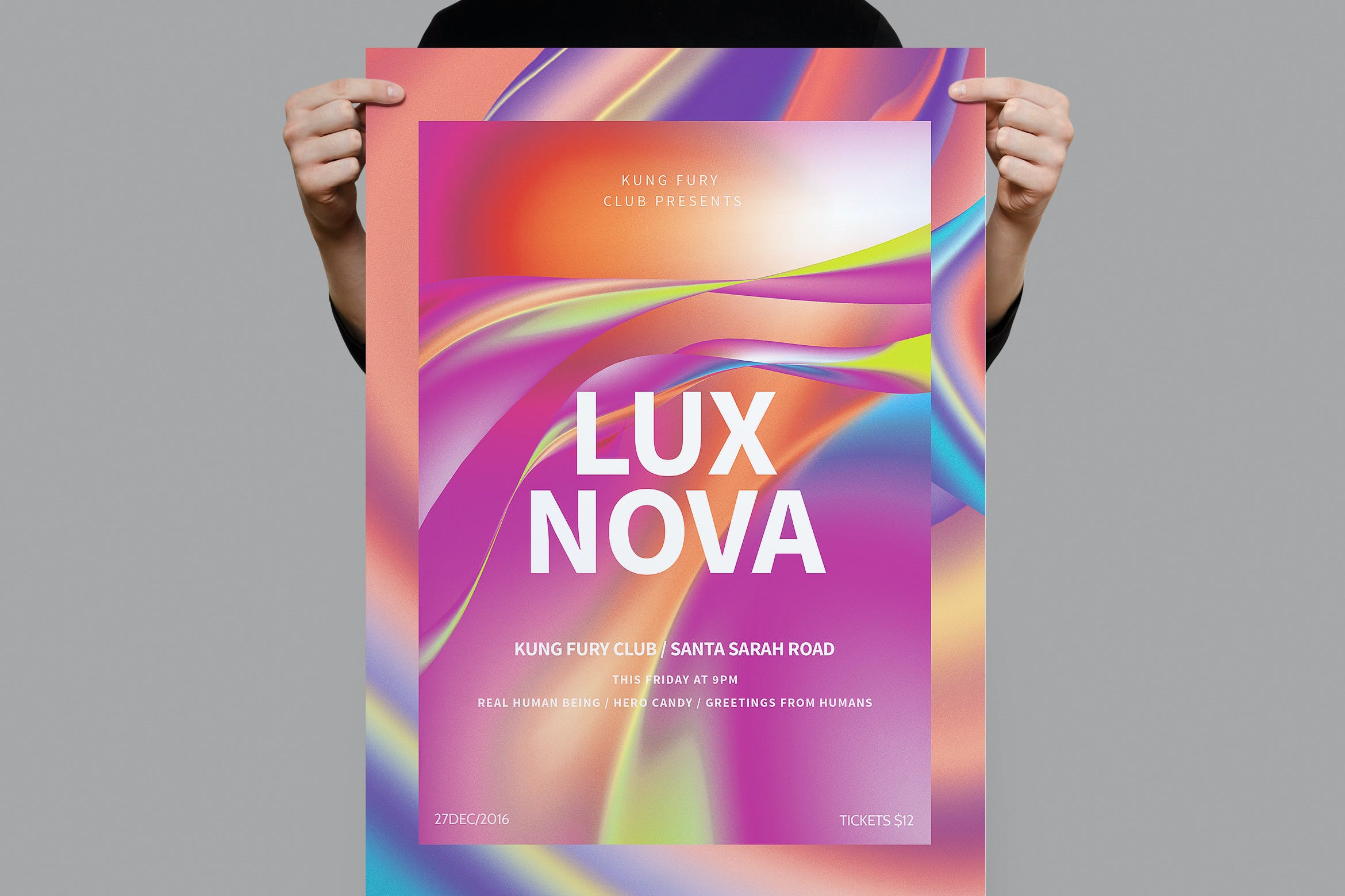 全息几何渐变效果海报/传单设计模板 Lux Nova Poster / Flyer设计素材模板