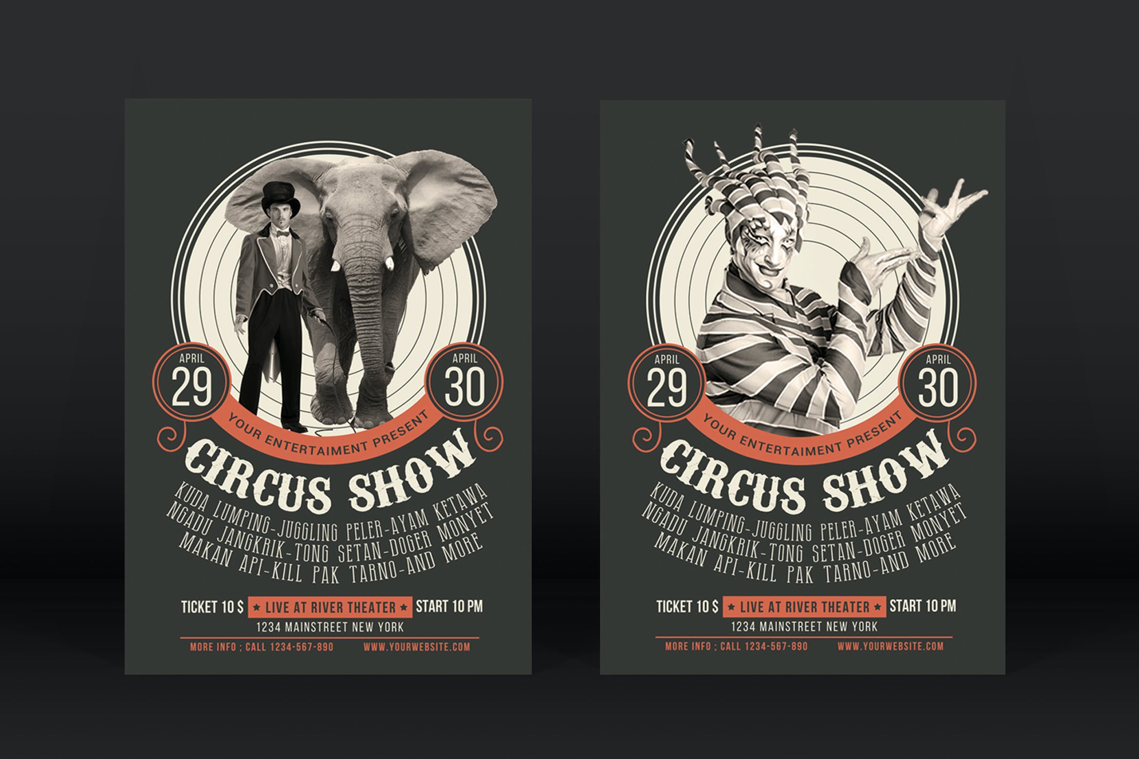 马戏团活动表演宣传单设计模板 Circus Show Flyer设计素材模板