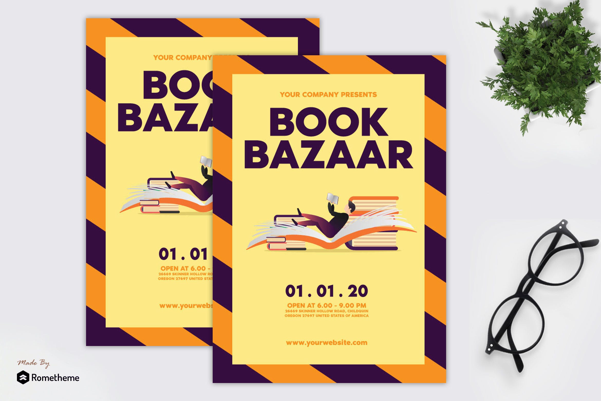 书籍图书主题海报传单设计模板 Book Bazaar – Flyer GR设计素材模板