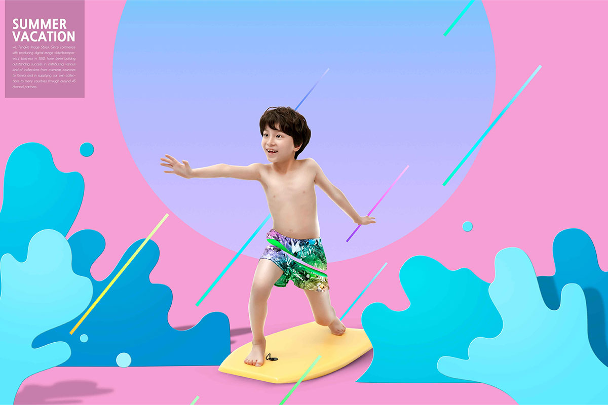 海滩冲浪儿童主题海报设计韩国素材设计素材模板