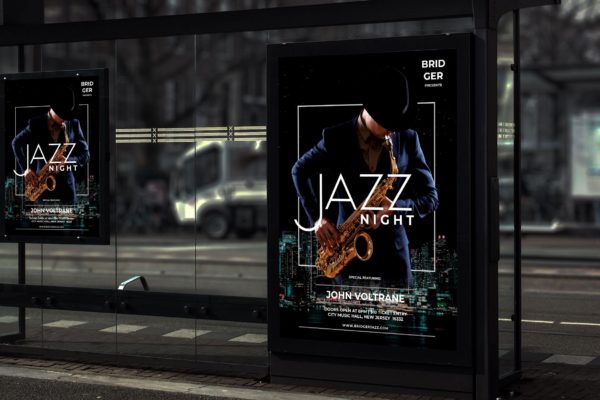 创意爵士音乐会海报设计模板 Saxo – Jazz Music Poster RY