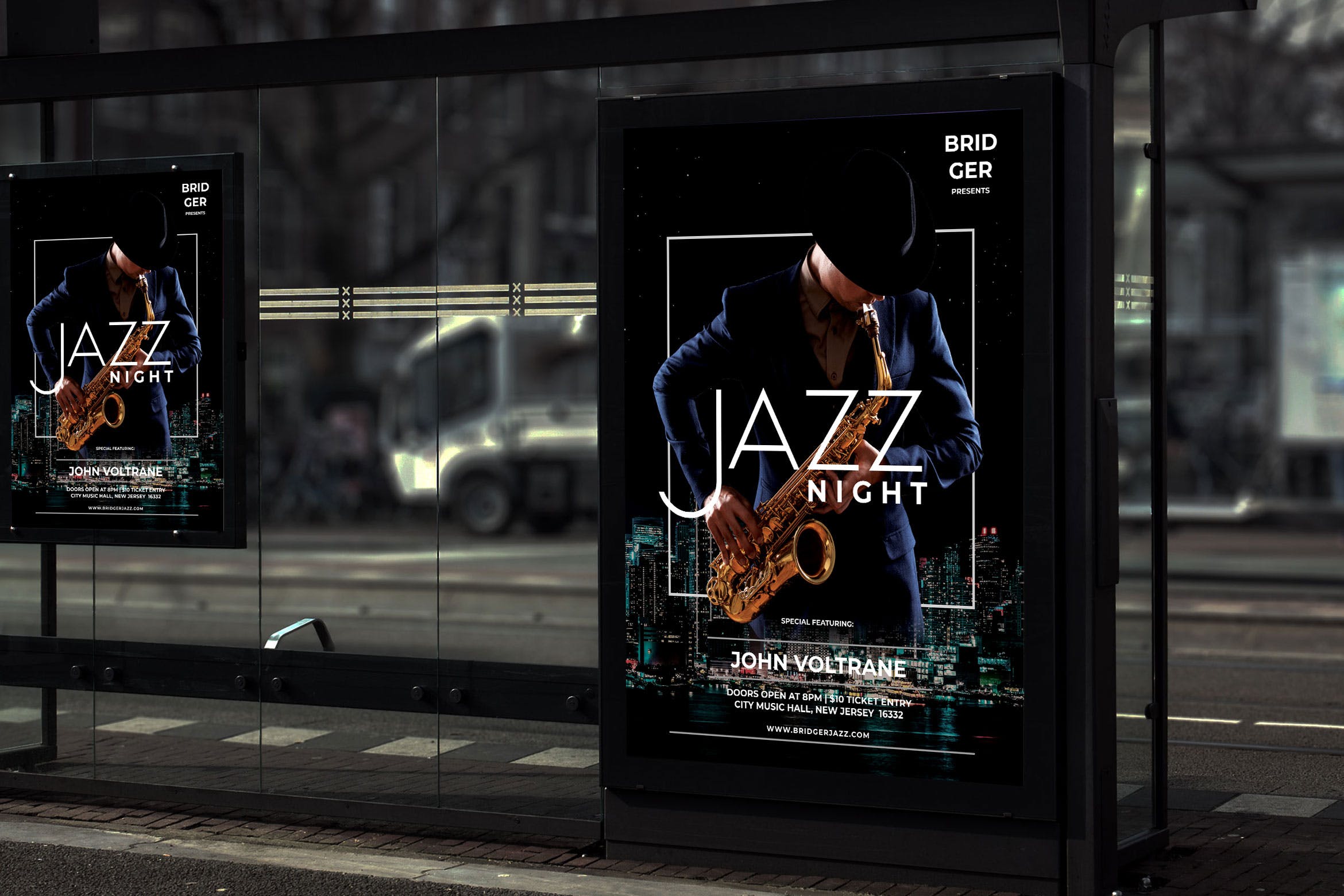 创意爵士音乐会海报设计模板 Saxo – Jazz Music Poster RY设计素材模板