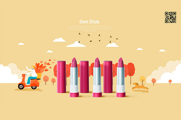 化妆品口红创意广告海报图形psd韩国素材设计素材模板