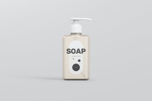 沐浴露肥皂按压瓶标签设计样机模板 Soap Dispenser Mockup Rectangle Small