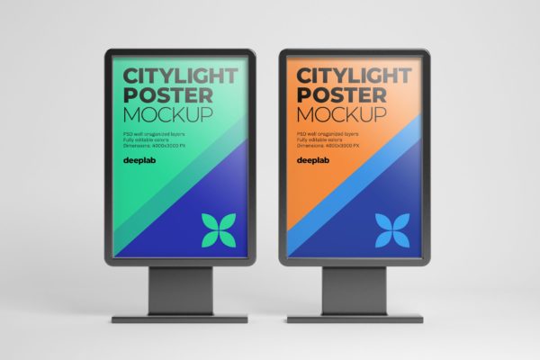 灯箱城市广告设计样机素材 Citylight Digital Poster Mockup