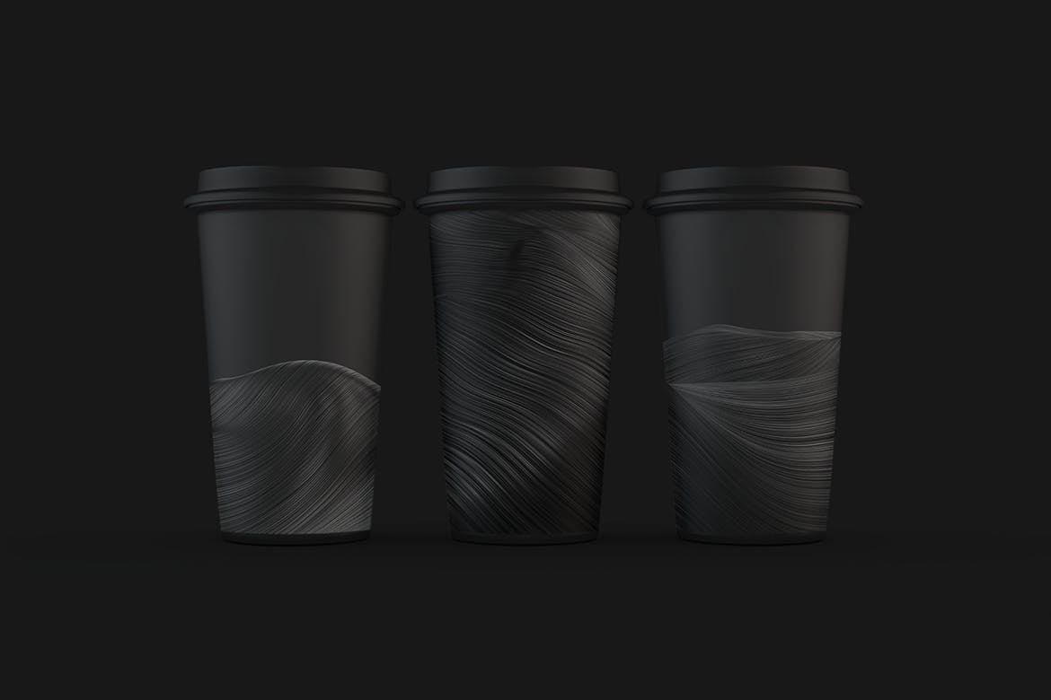 抽象3D金属黑波浪条纹高清背景图 Abstract 3D Wavy Striped Backgrounds – Black Color设计素材模板