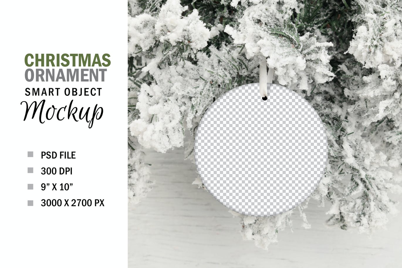 悬挂式圣诞树圆形装饰品设计样机 Round Christmas Tree Ornament Mockup设计素材模板