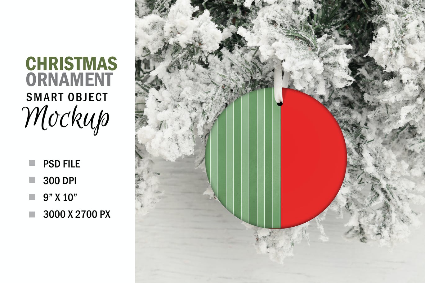 悬挂式圣诞树圆形装饰品设计样机 Round Christmas Tree Ornament Mockup设计素材模板