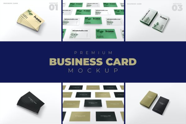 企业名片透视设计效果图样机模板v25 Business Card Mockup