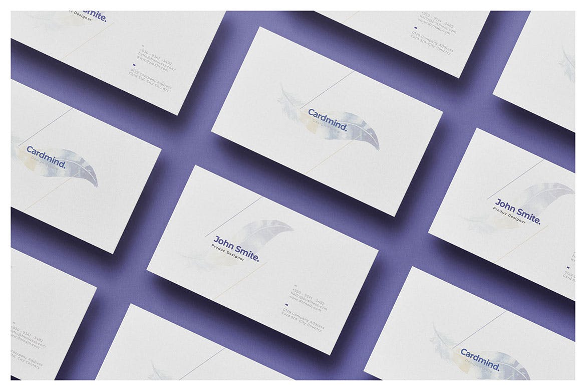 企业极简名片模板素材v2 Feather Business Card – Vol.2设计素材模板
