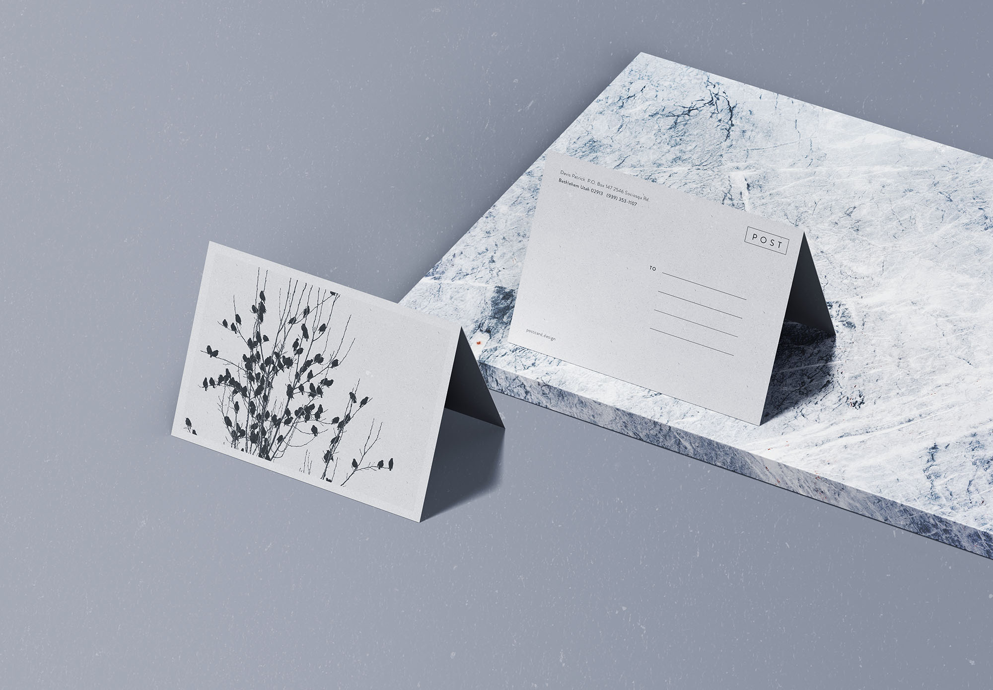 明信片折叠式设计效果图样机 Folded Postcard Mockup设计素材模板