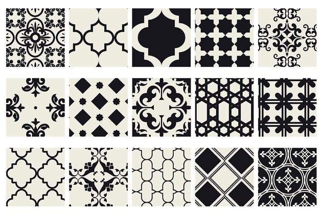 无缝矢量摩洛哥风格印花图案vol1 Moroccan Style seamless vector patterns vol1设计素材模板