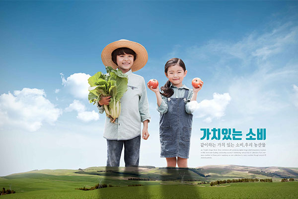 无公害绿色蔬菜农产品宣传海报设计模板