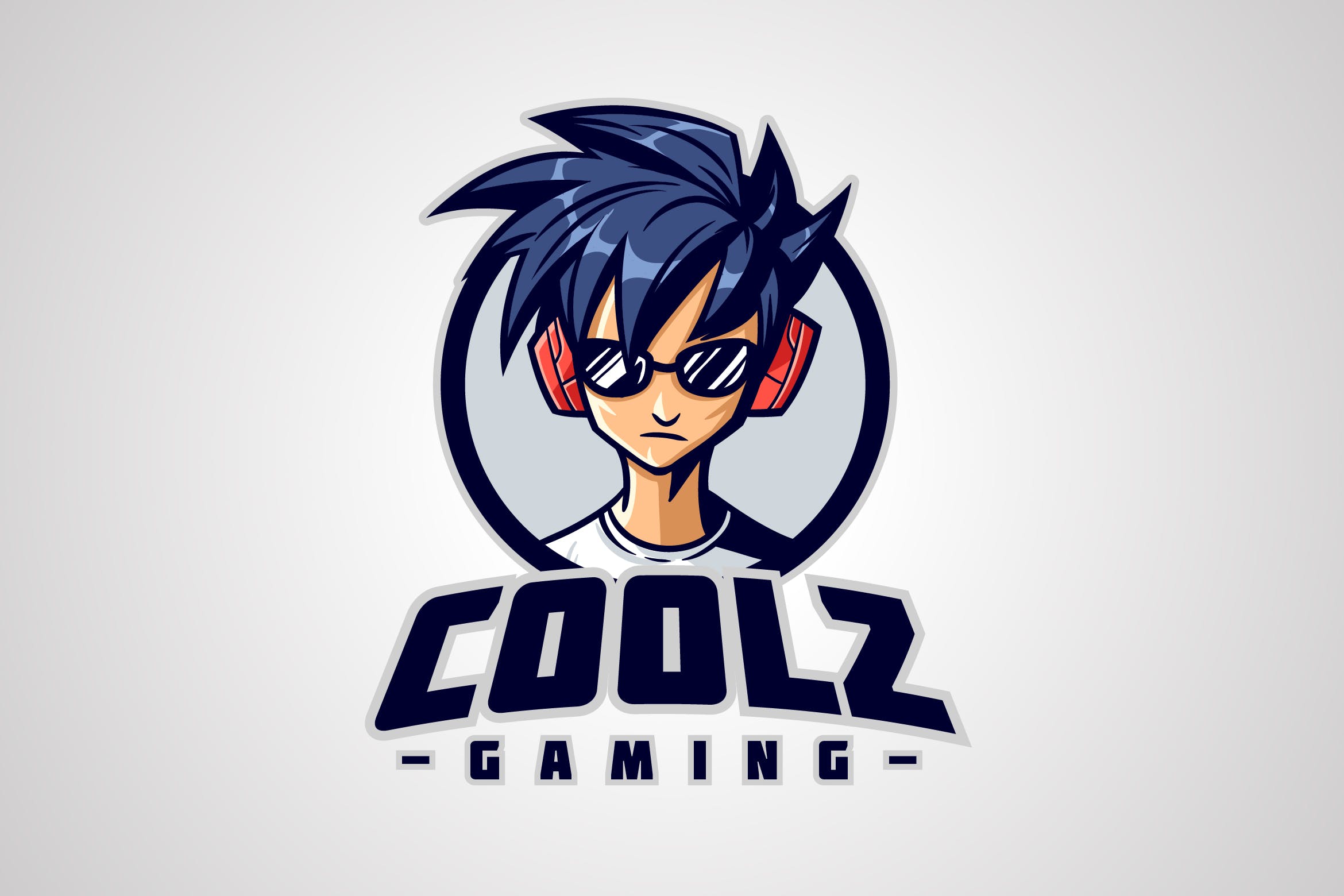 吉祥物Logo酷炫游戏玩家角色标志设计模板 Cool Gamer Character Mascot Logo设计素材模板