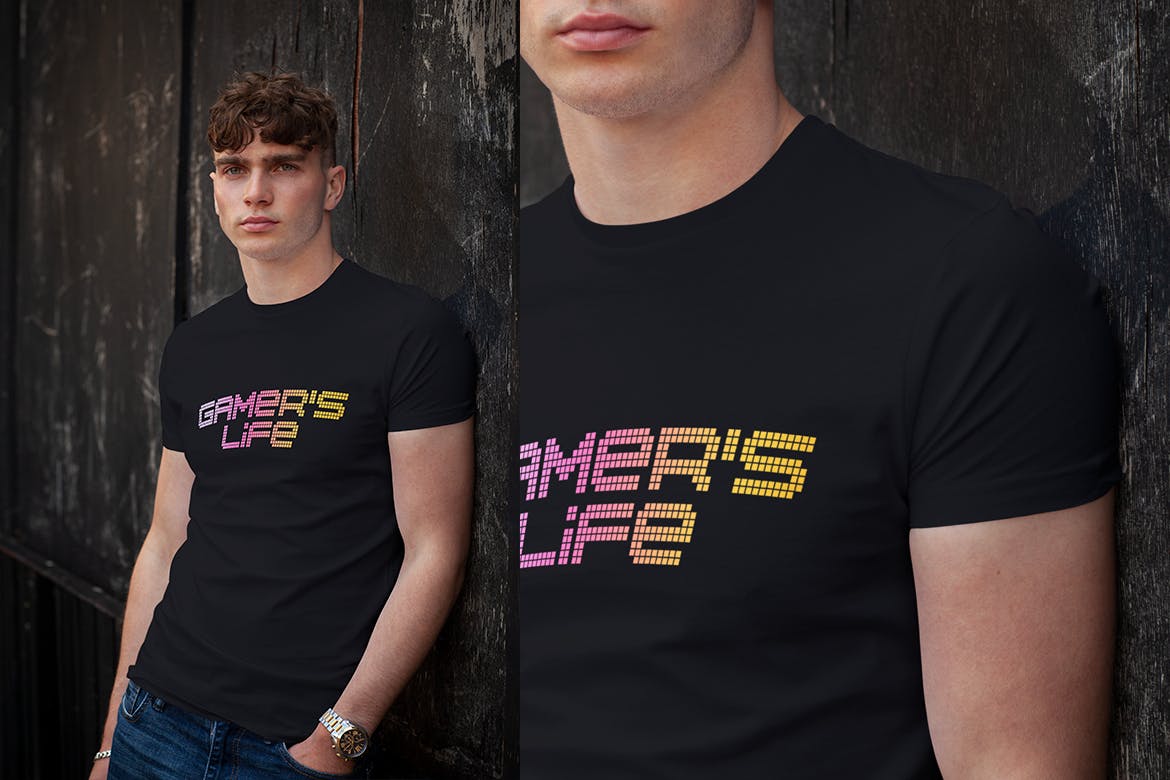 男士T恤服装图案印花设计样机素材 Men’s T-shirt Mockup设计素材模板