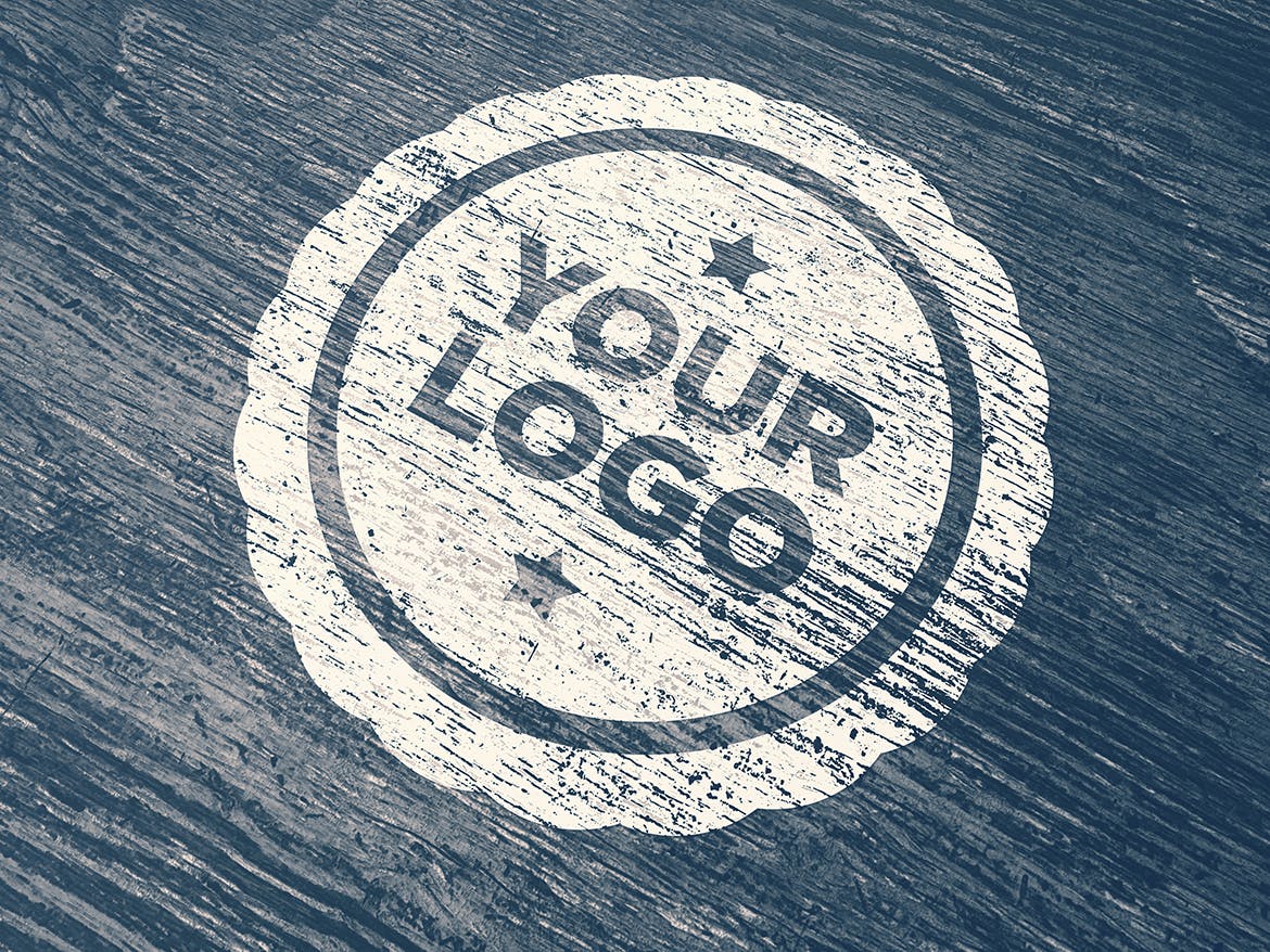 木纹复古品牌Logo展示样机模板004 Wood Logo Mockup 004设计素材模板