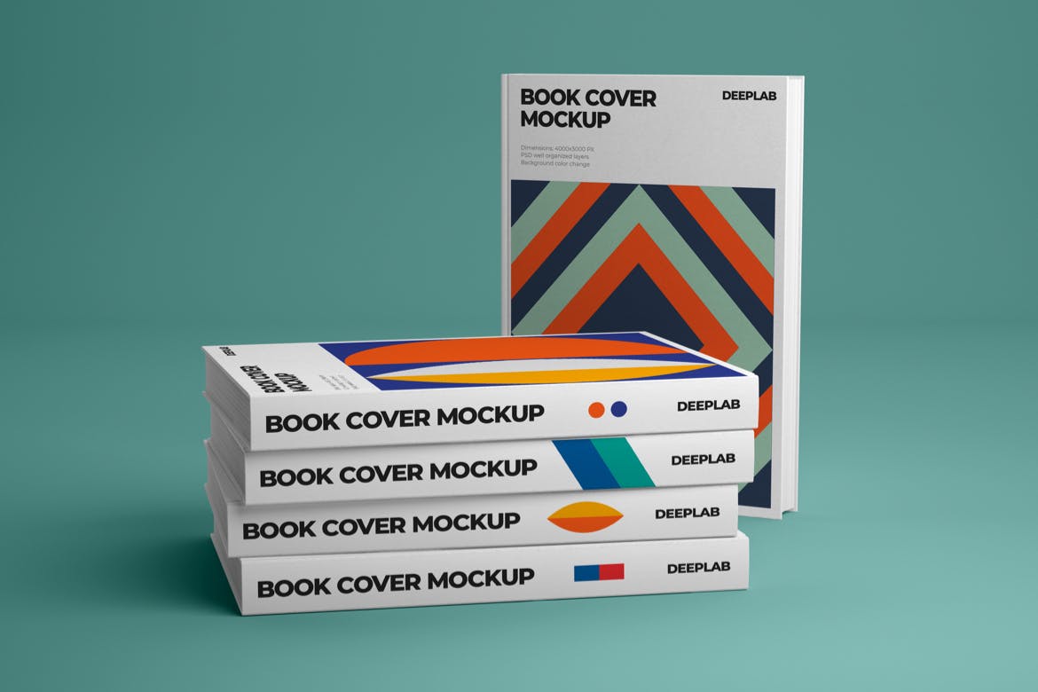 精装书站立式效果图样机集 Vertical Book Hardcover Mockup Set设计素材模板