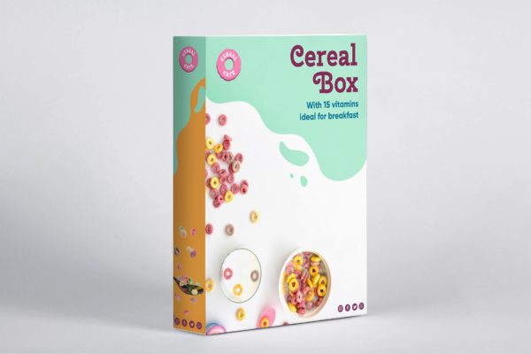 麦片谷物盒包装设计样机模板 Cereal Box Mockup