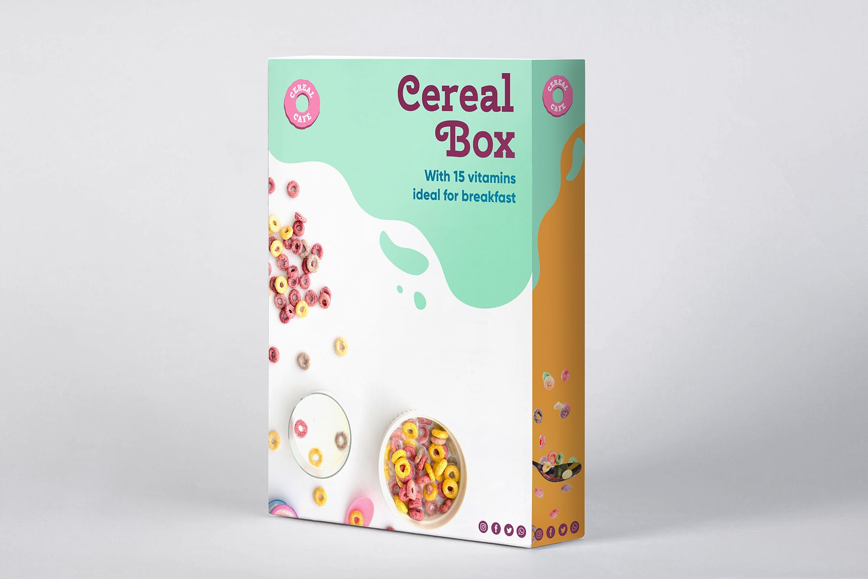 麦片谷物盒包装设计样机模板 Cereal Box Mockup设计素材模板