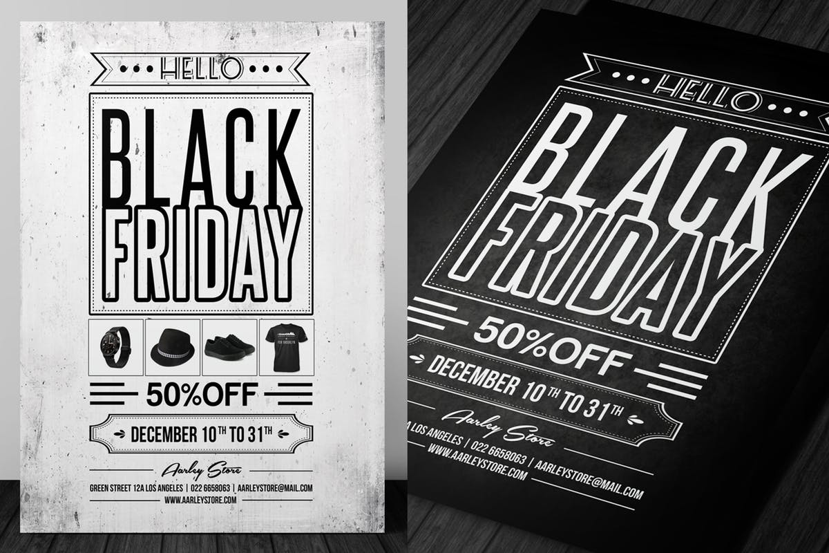 海淘购物节黑五促销宣传单设计模板 Black Friday Flyer设计素材模板