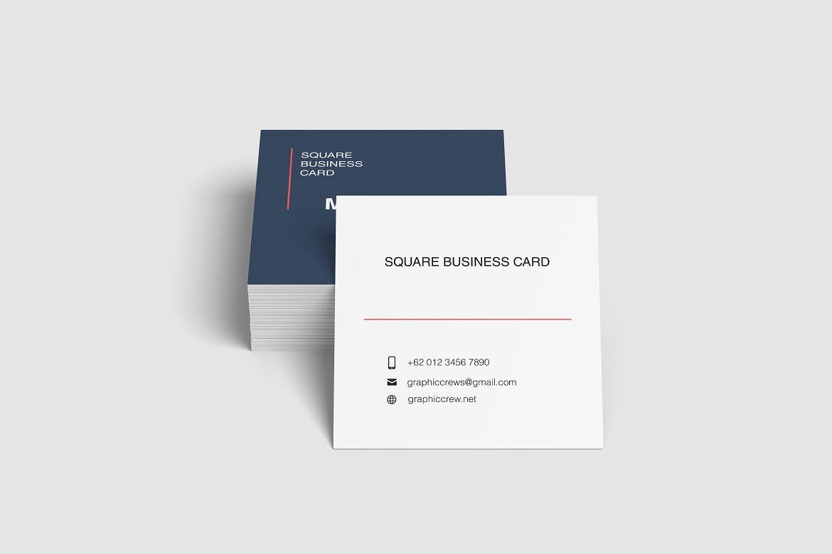 个人名片方形尺寸效果图展示样机模板 Square Business Card Mockups设计素材模板