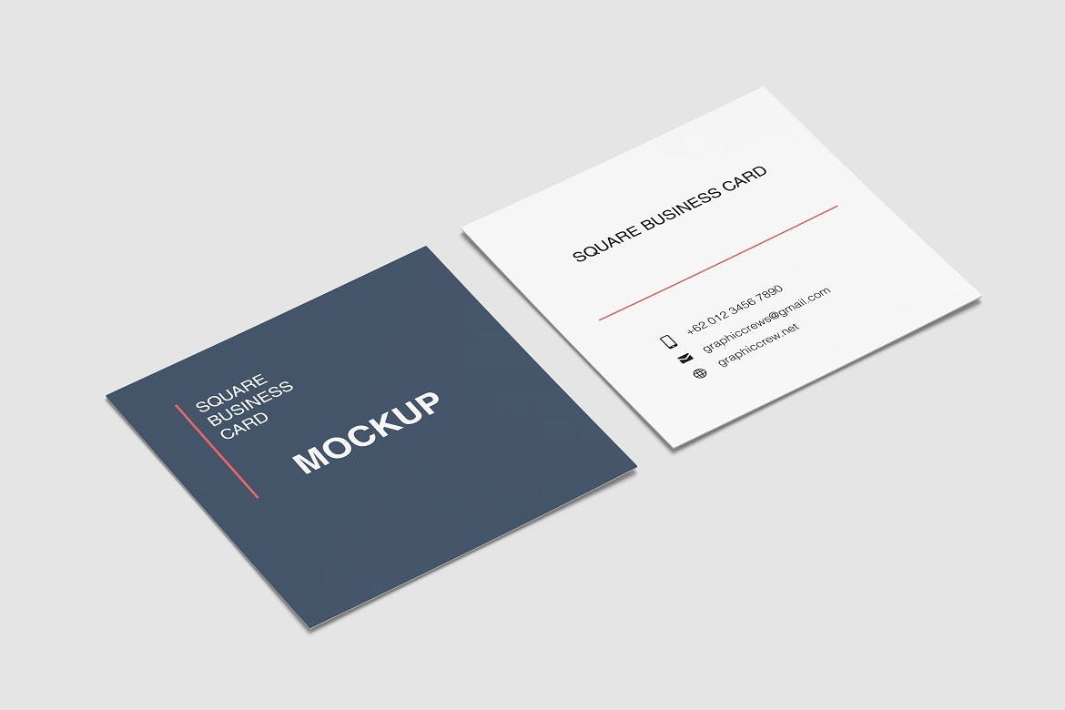 个人名片方形尺寸效果图展示样机模板 Square Business Card Mockups设计素材模板