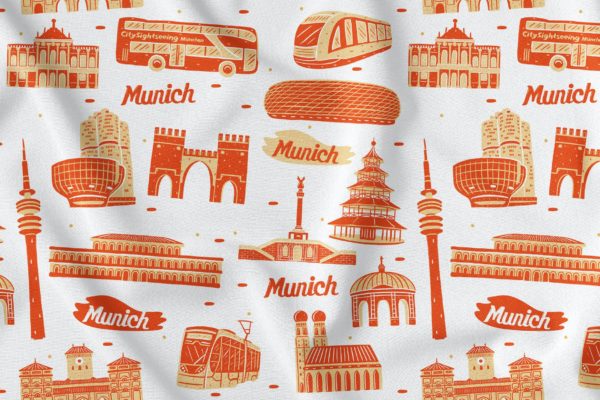 德国慕尼黑元素无缝背景图案素材v3 Munich Seamless Pattern