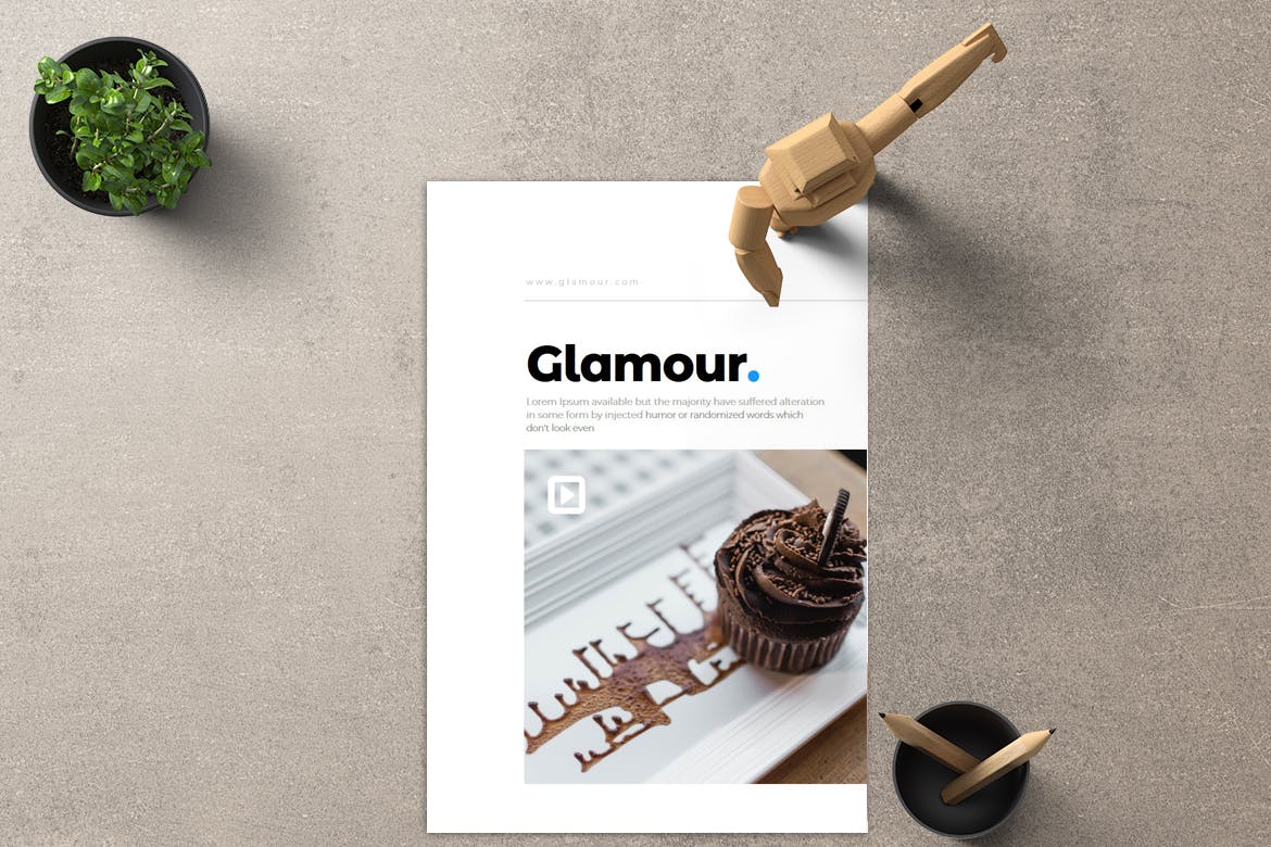 甜品烹饪介绍课程PowerPoint模板 Glamour – A4 Powerpoint Template设计素材模板