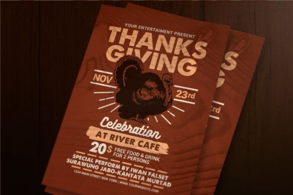 感恩节庆祝活动设计传单模板 Thanksgiving Celebration Flyer