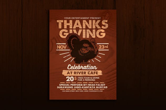 感恩节庆祝活动设计传单模板 Thanksgiving Celebration Flyer设计素材模板